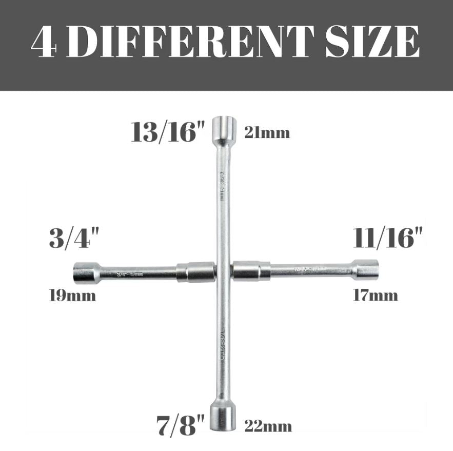 AA Engineering 14 Inch Universal Folding Lug Wrench, 4-Way Tire Iron Wrench