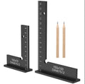 AA Engineering 2-Piece 90° Precision Aluminum Machinist Square Set with Base – Woodworking & Construction Layout Tool with Marking Pencils