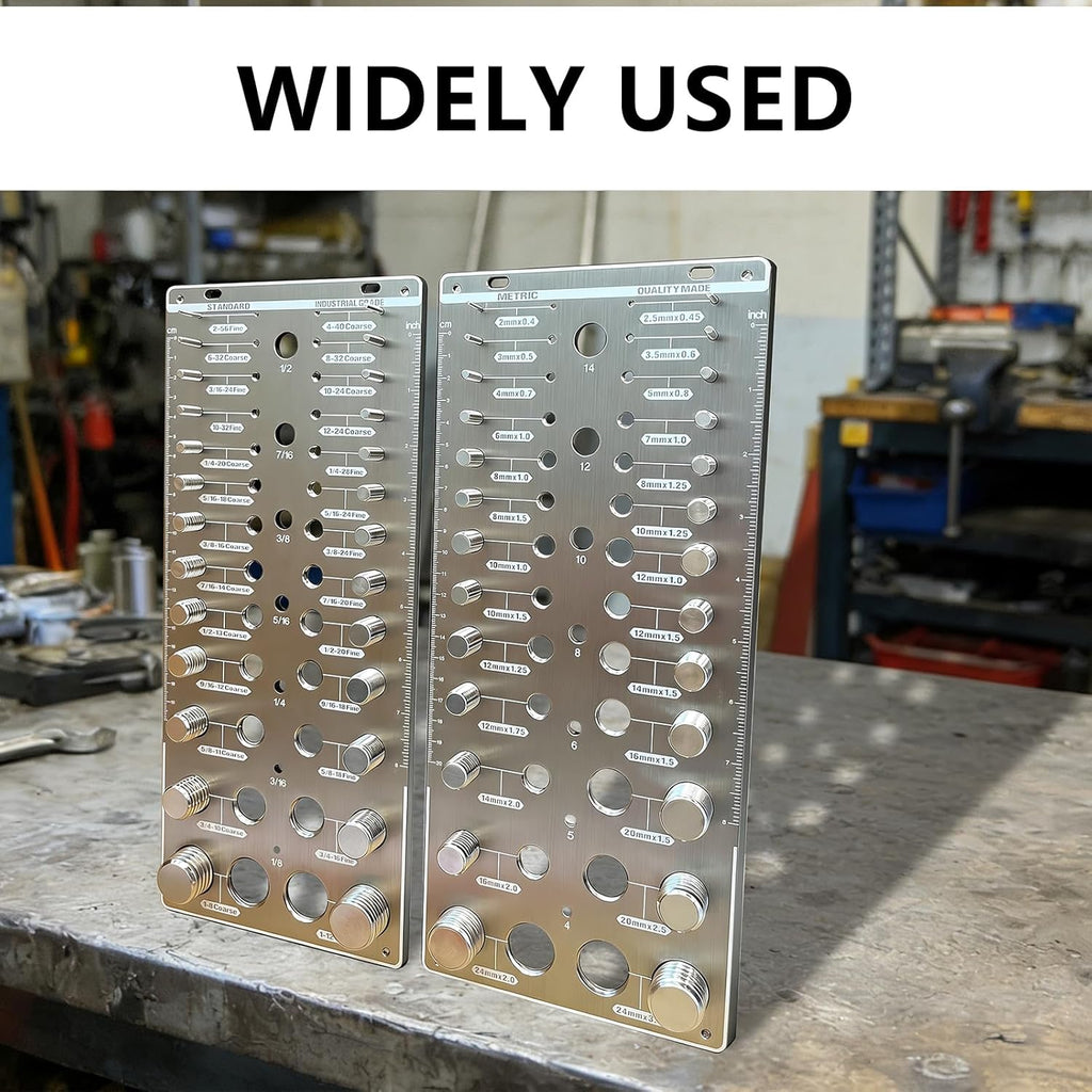 AA Engineering 66 Nut and Bolt Thread Checker with 26 Standard & 26 Metric Bolts & 14 Drill Bit Gauges