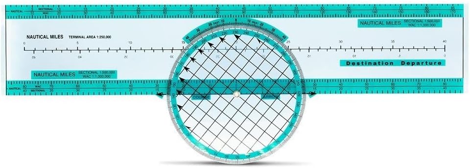 AA Engineering Portable Aviation Plotter with Rotating Azimuth Scale Perfect for Flight Planning and Students
