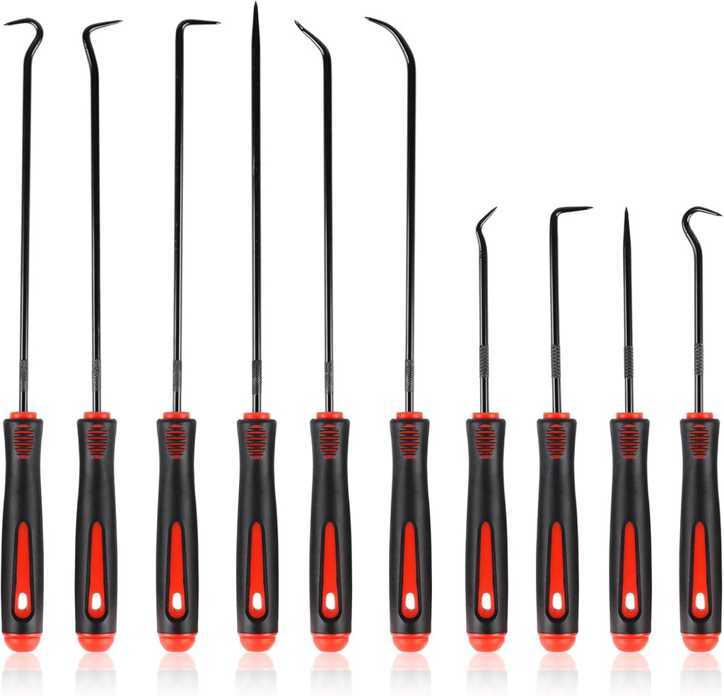 AA Engineering 10PCS Pick Set Mechanic, Hook and Pick Tool Set with Non-Slip Grip, Long & Mini Automotive Pick Set