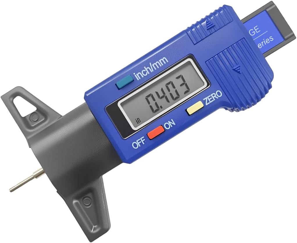 AA Engineering Digital Tire Tread Depth Gauge, Universal Auto Measuring Tool for Car Truck Tires (Blue)