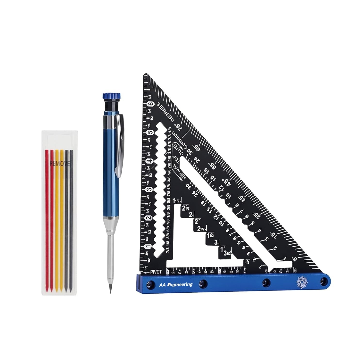 AA Engineering 7 inch Rafter Square Set -Blue (Blue & Black)