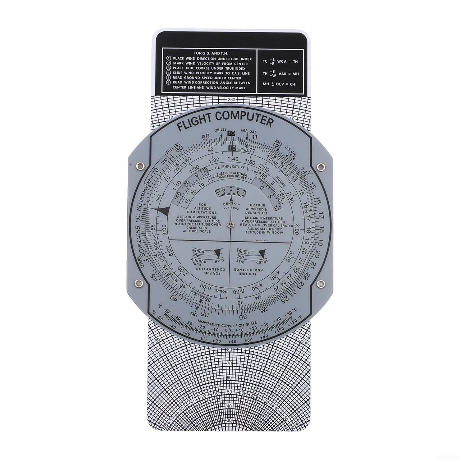 AA Engineering E6B Flight Computer Accessories and Tools for Measuring Lengths, Angles, and Distances