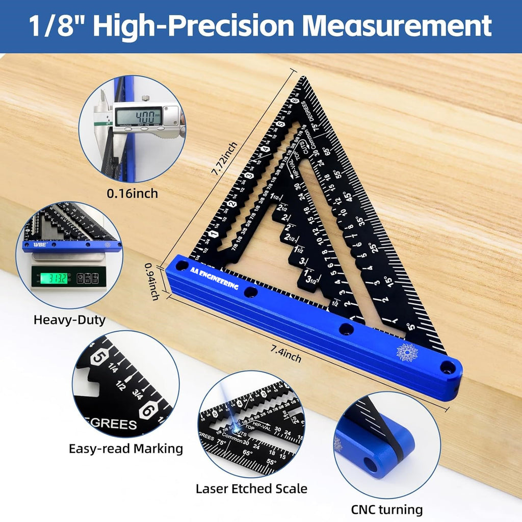 AA Engineering 7 inch Rafter Square Set -Blue (Blue & Black)