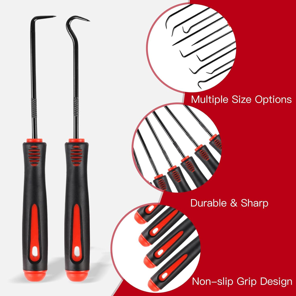 AA Engineering 10PCS Pick Set Mechanic, Hook and Pick Tool Set with Non-Slip Grip, Long & Mini Automotive Pick Set