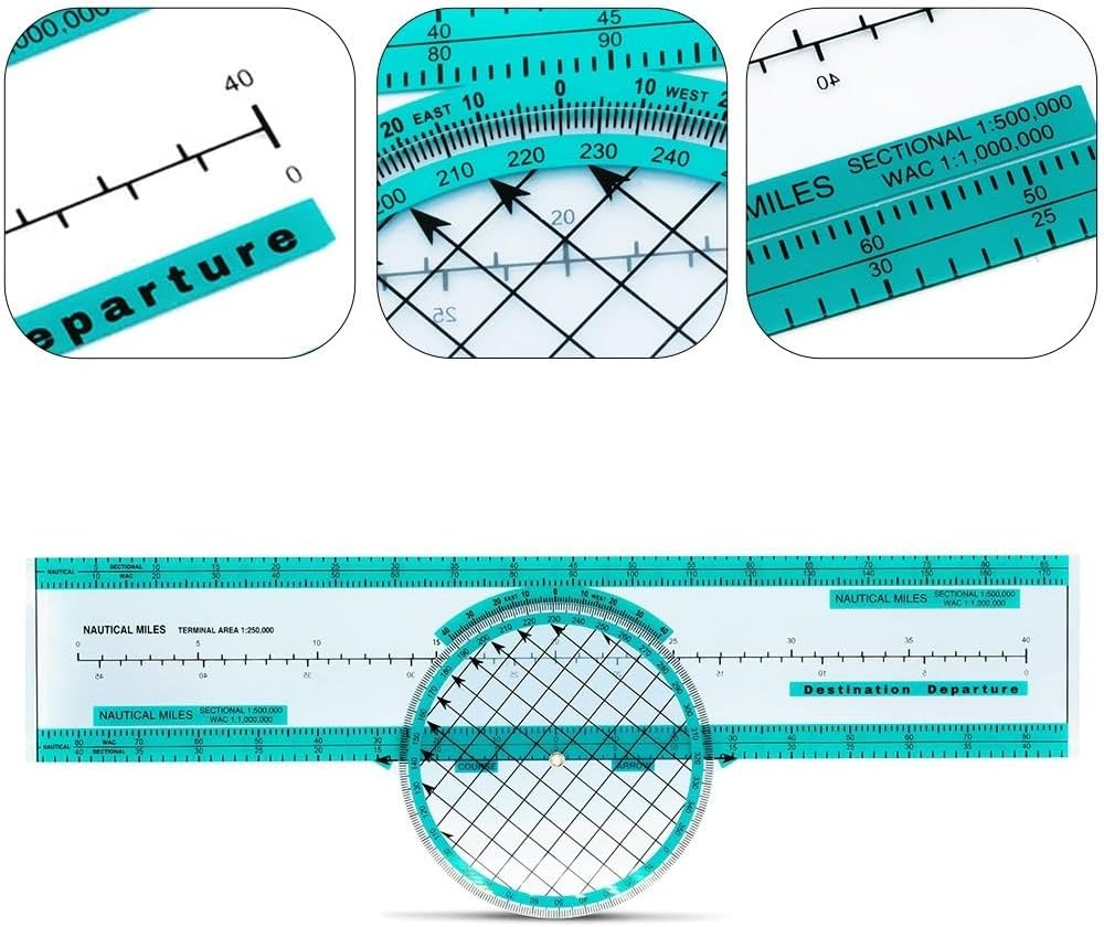 AA Engineering Portable Aviation Plotter with Rotating Azimuth Scale Perfect for Flight Planning and Students