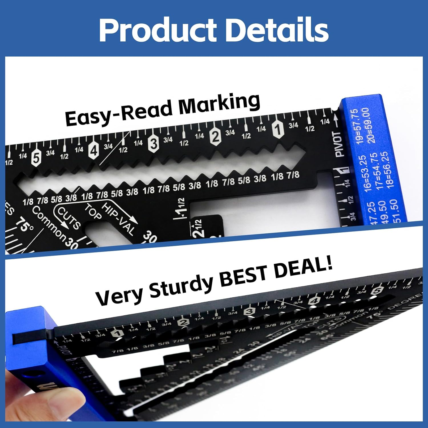 AA Engineering 7 inch Rafter Square Set -Blue (Blue & Black)