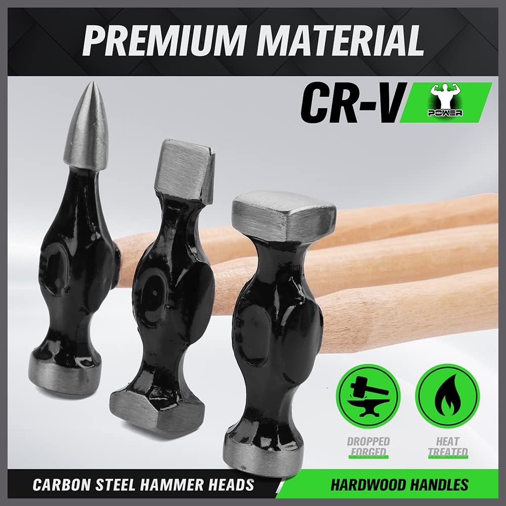 AA Engineering 7 Piece Auto Body Repair Kit, Auto Body Tools, Auto Body Repair Tools with Carbon Steel Hammer Heads