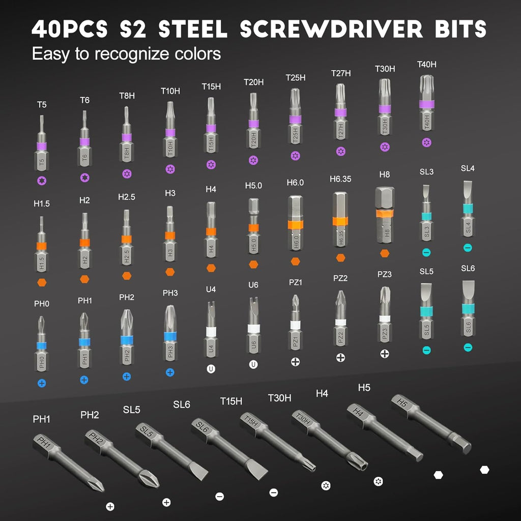 AA Engineering 42 in 1 Magnetic Screwdriver Set, Ratchet Screwdriver Set with Case