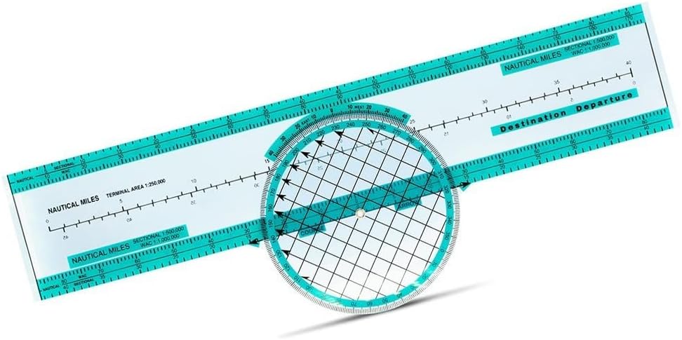 AA Engineering Portable Aviation Plotter with Rotating Azimuth Scale Perfect for Flight Planning and Students