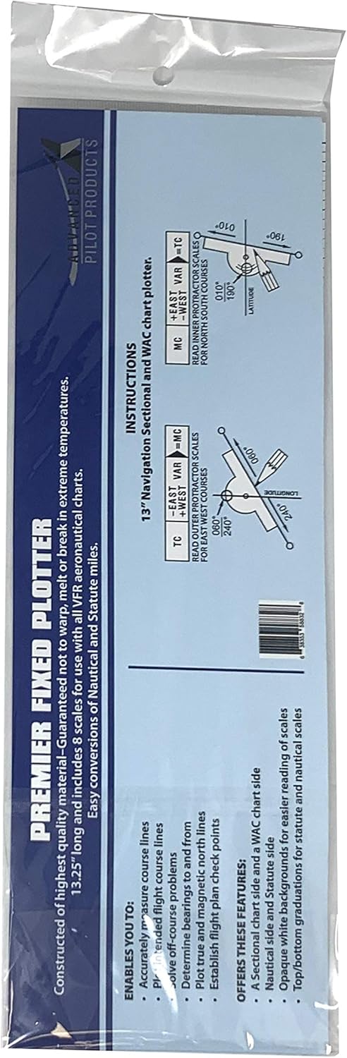 AA Engineering Fixed Aviation Plotter, Ideal for Student & Private Pilots - Navigation Aid