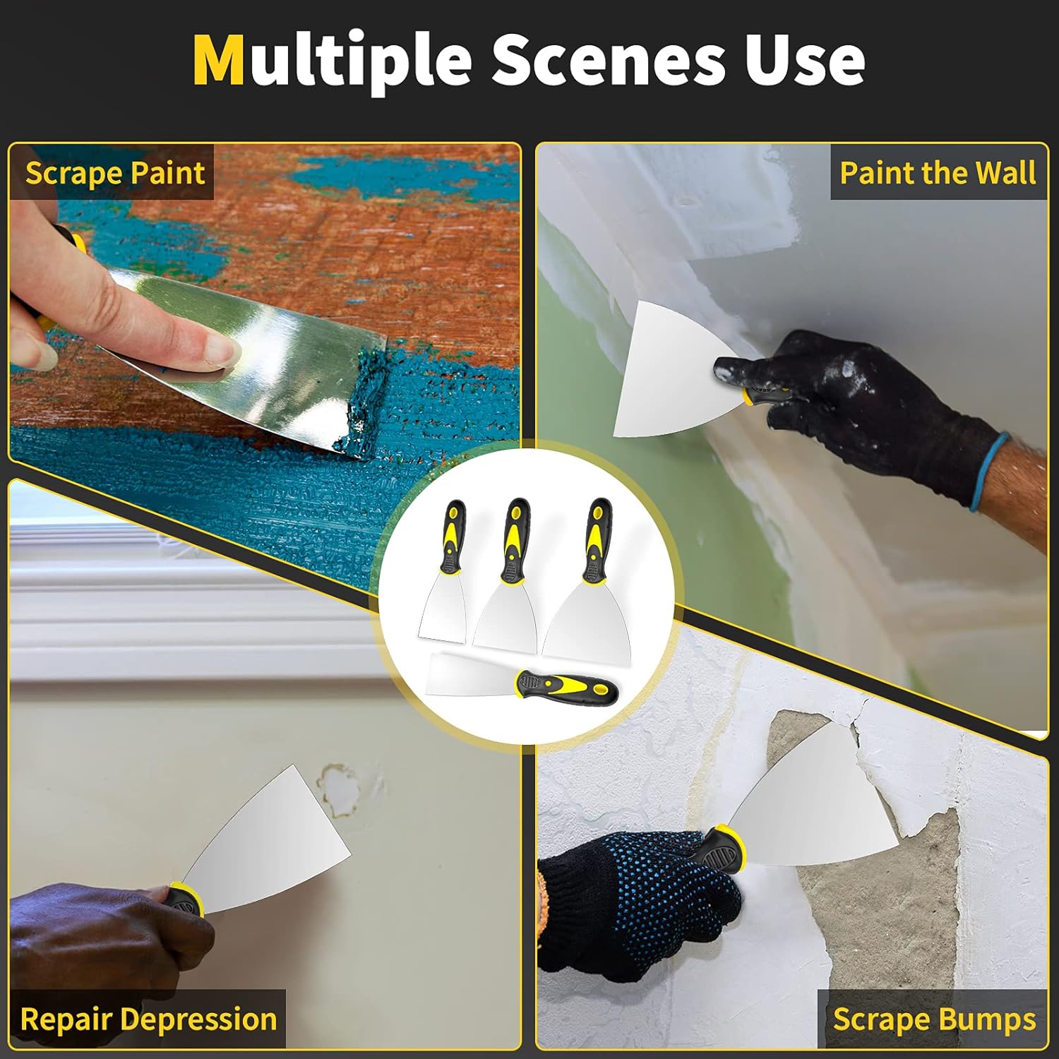 AA Engineering Stainless Steel Wallpaper Scraper & Putty Knife Tool Set