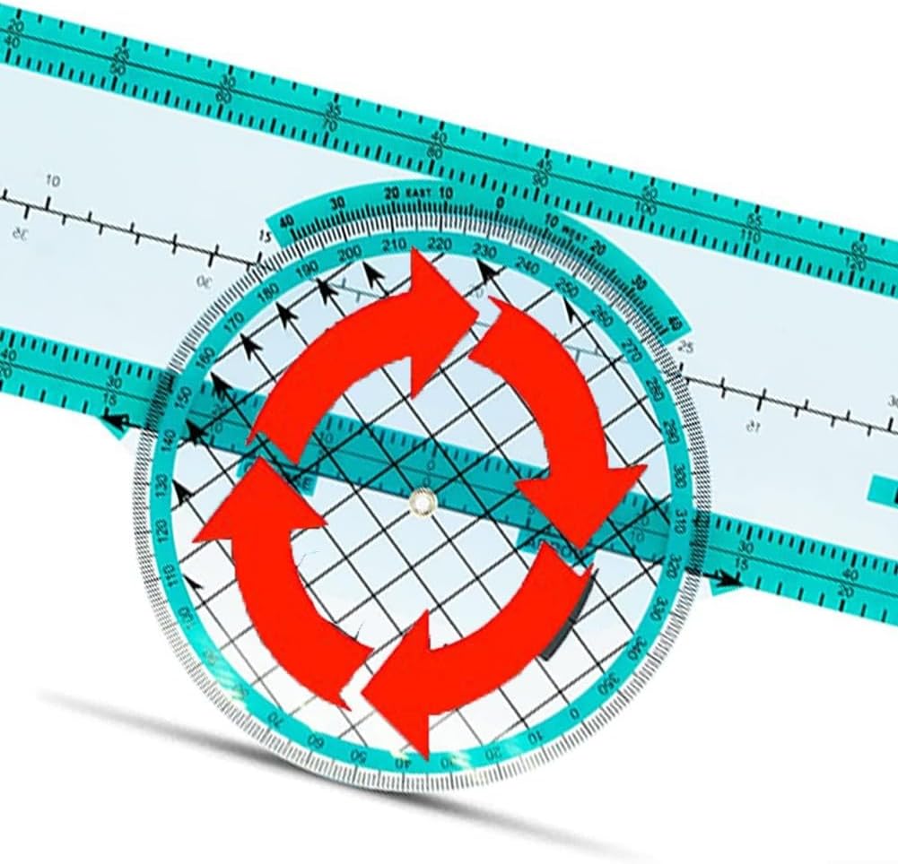 AA Engineering Portable Aviation Plotter with Rotating Azimuth Scale Perfect for Flight Planning and Students