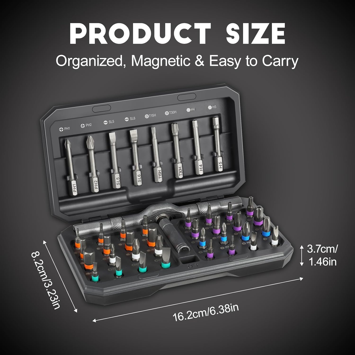 AA Engineering 42 in 1 Magnetic Screwdriver Set, Ratchet Screwdriver Set with Case