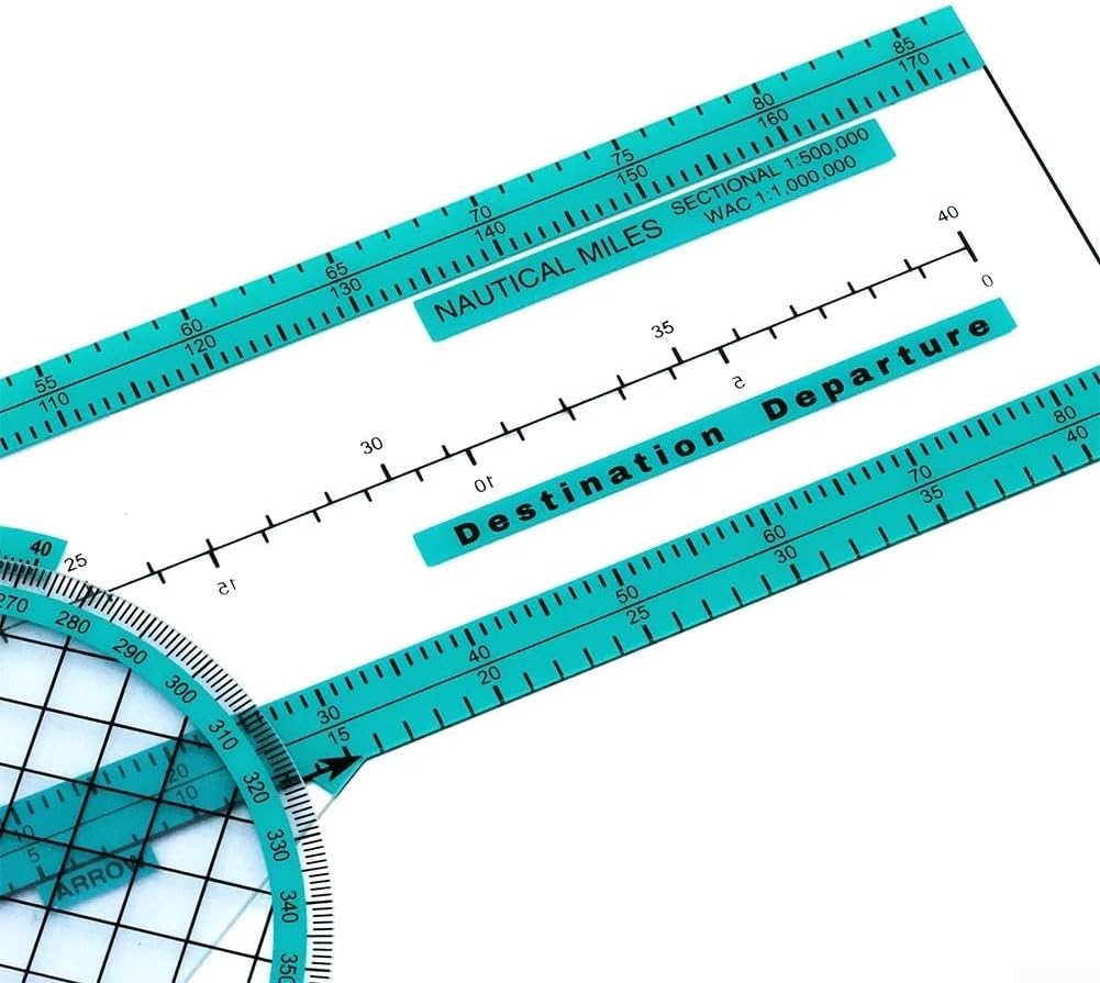 AA Engineering Portable Aviation Plotter with Rotating Azimuth Scale Perfect for Flight Planning and Students